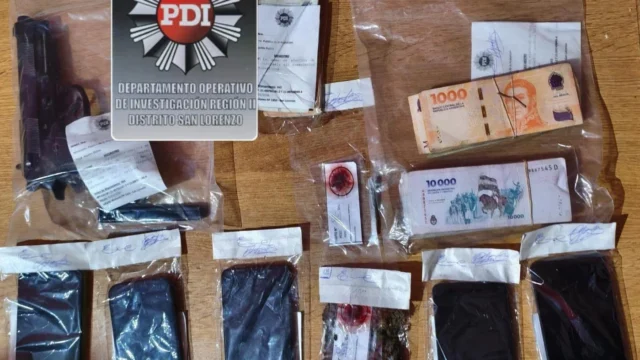 Cinco detenidos en San Lorenzo por microtráfico: hallan armas, droga y un uniforme