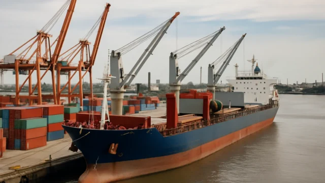 Dock Sud operó en simultáneo al granelero UOT New York y al BBC Raise